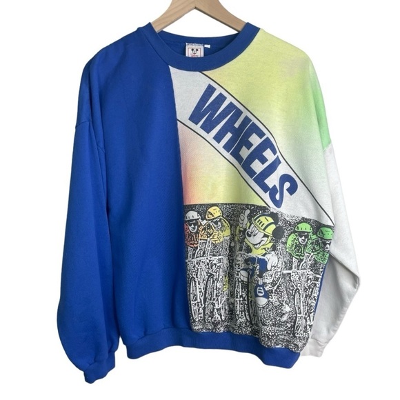 Vintage Disney Wear Women’s “Wheels” Mickey Cycling Retro Sweatshirt - Picture 1 of 5